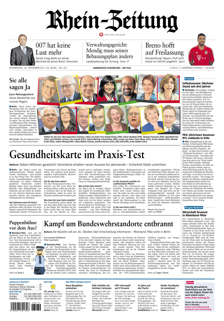 Rhein-Zeitung Andernach & Mayen vom Donnerstag, 29.09.2011