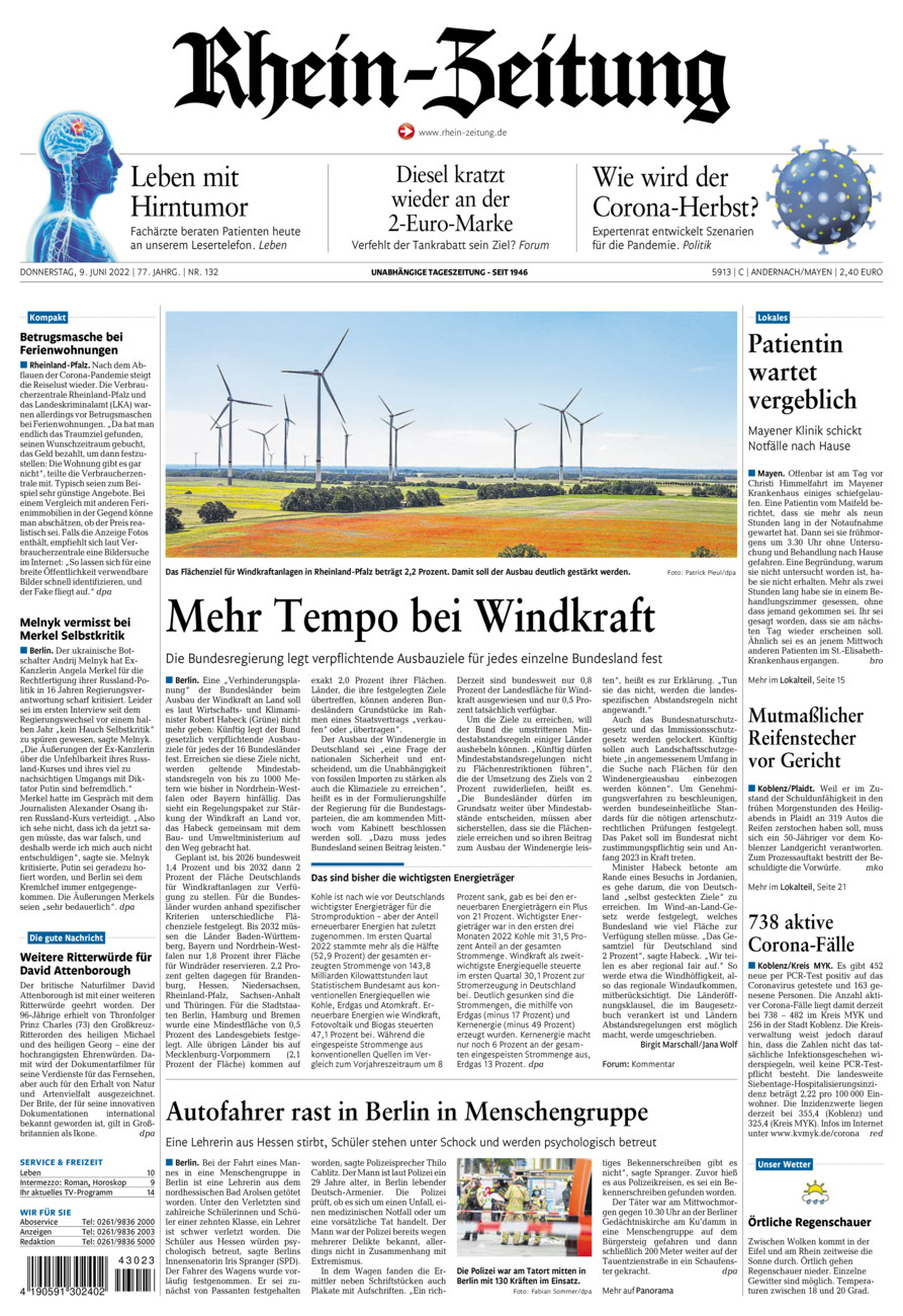 Rhein-Zeitung Andernach & Mayen vom Donnerstag, 09.06.2022