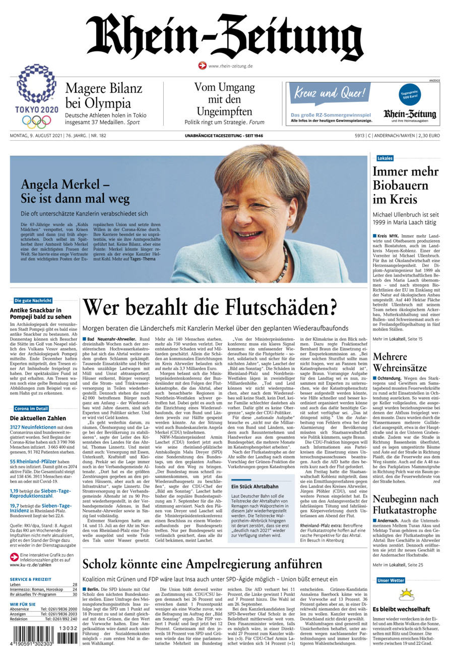Rhein-Zeitung Andernach & Mayen vom Montag, 09.08.2021