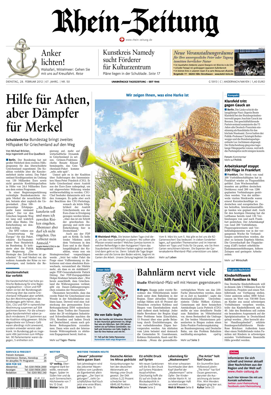 Rhein-Zeitung Andernach & Mayen vom Dienstag, 28.02.2012