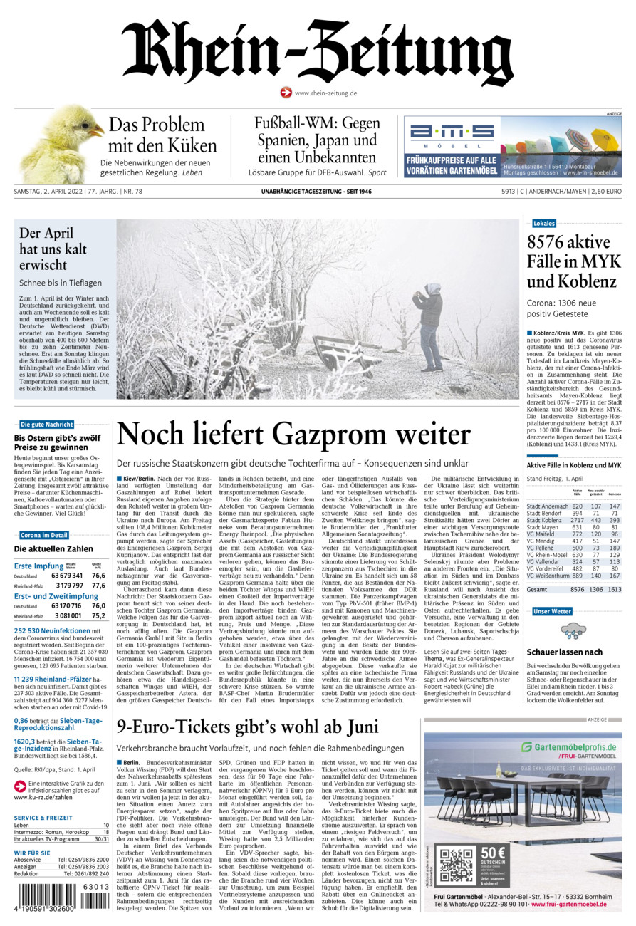 Rhein-Zeitung Andernach & Mayen vom Samstag, 02.04.2022
