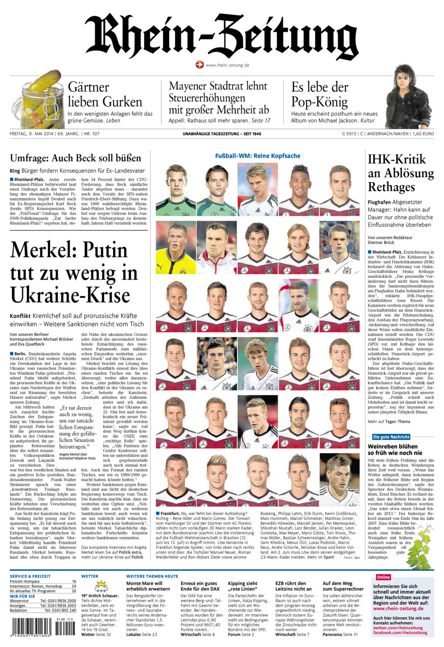 Rhein-Zeitung Andernach & Mayen vom Freitag, 09.05.2014