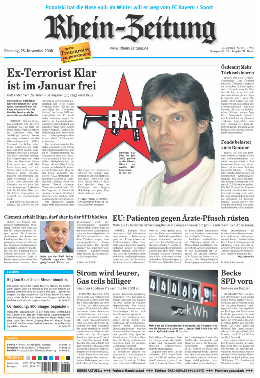 Rhein-Zeitung Andernach & Mayen vom Dienstag, 25.11.2008