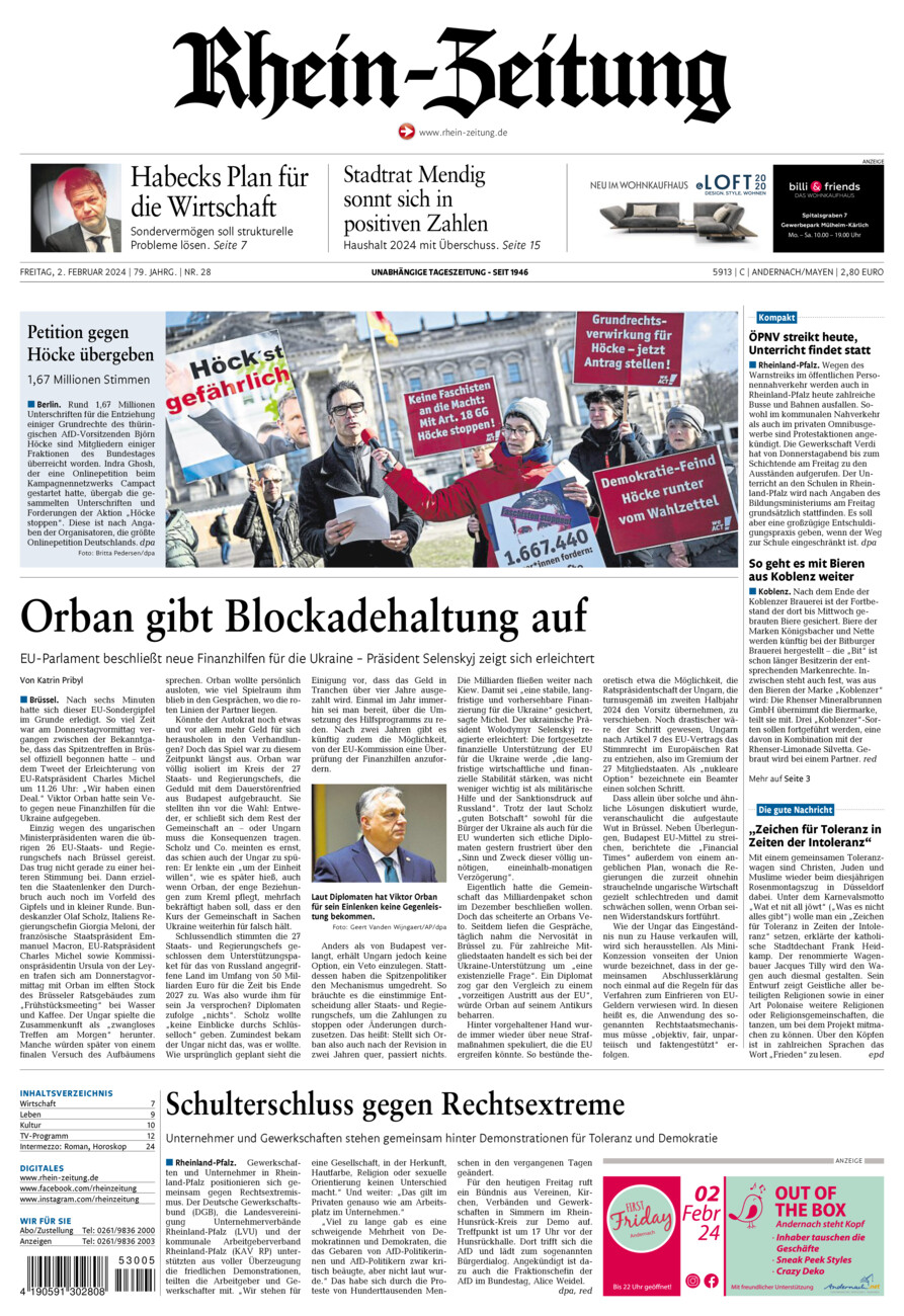 Rhein-Zeitung Andernach & Mayen vom Freitag, 02.02.2024