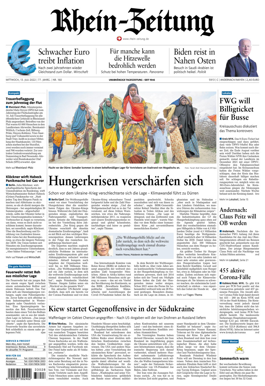 Rhein-Zeitung Andernach & Mayen vom Mittwoch, 13.07.2022