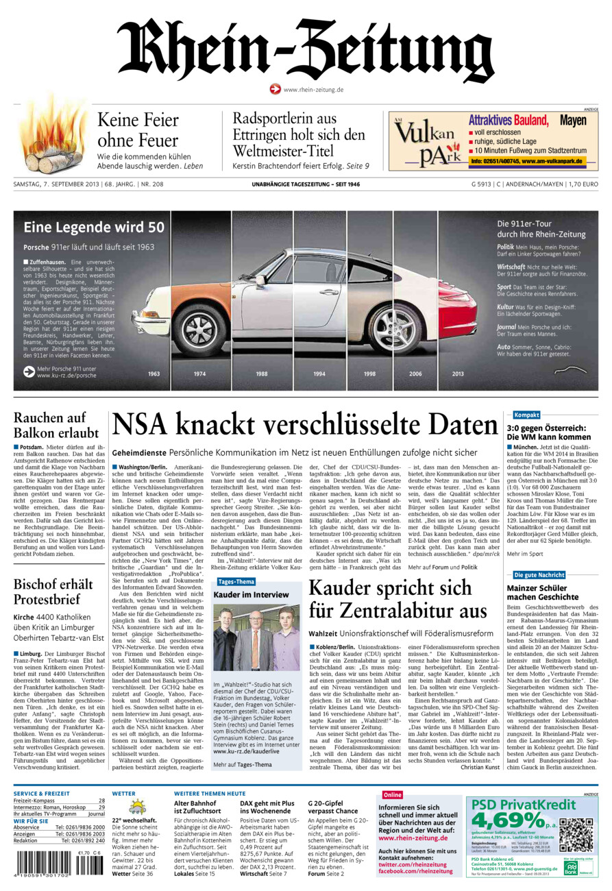 Rhein-Zeitung Andernach & Mayen vom Samstag, 07.09.2013