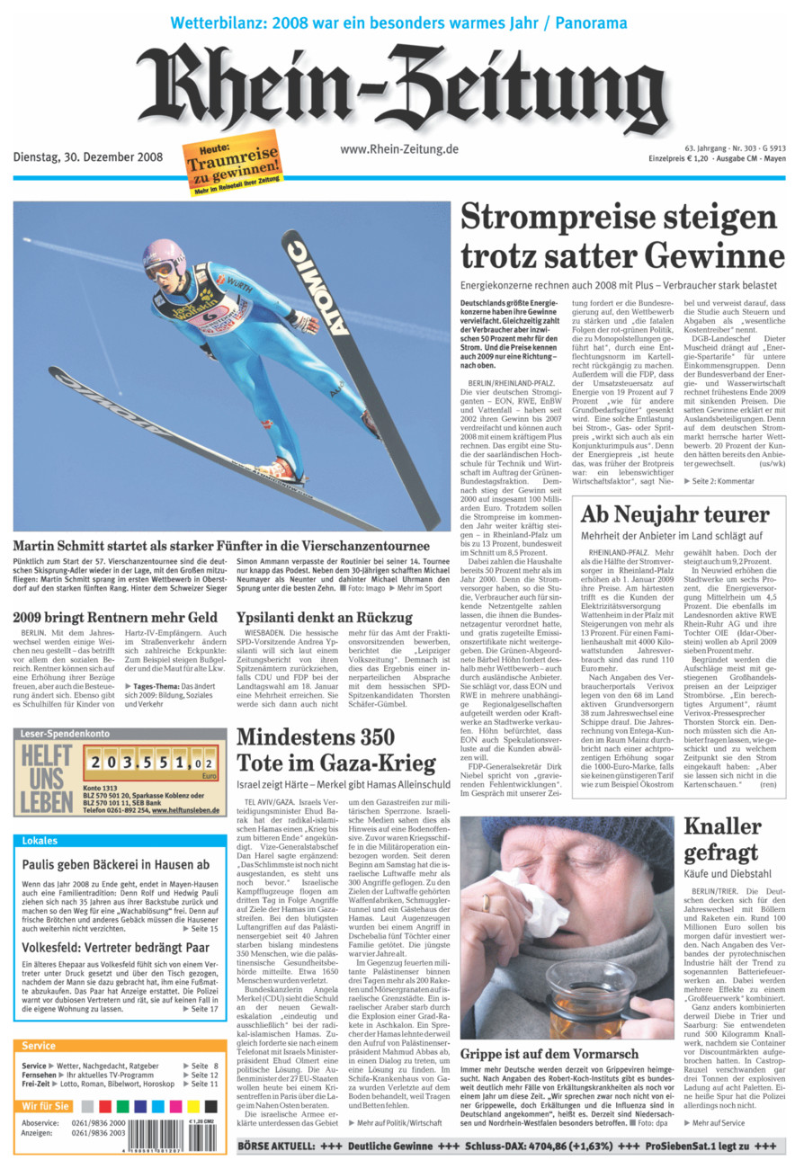 Rhein-Zeitung Andernach & Mayen vom Dienstag, 30.12.2008