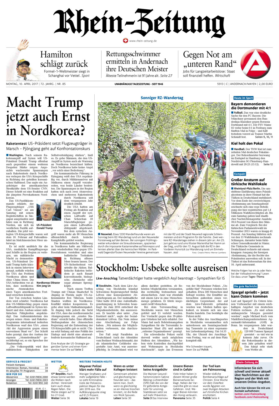 Rhein-Zeitung Andernach & Mayen vom Montag, 10.04.2017