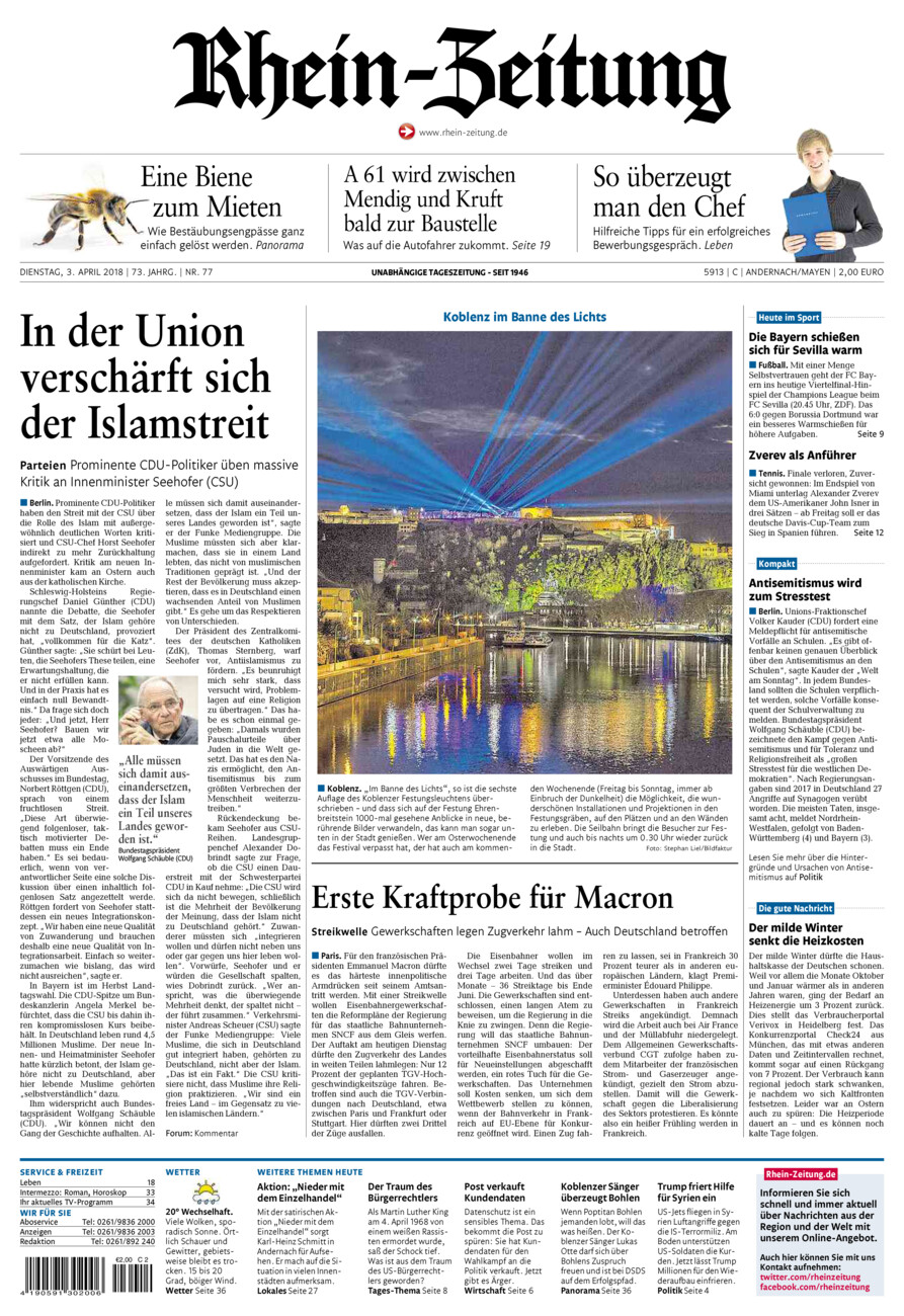 Rhein-Zeitung Andernach & Mayen vom Dienstag, 03.04.2018