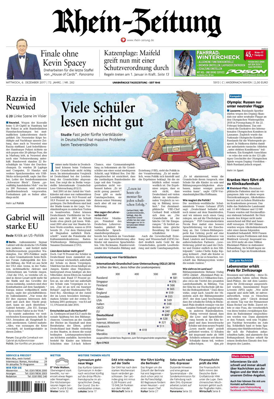 Rhein-Zeitung Andernach & Mayen vom Mittwoch, 06.12.2017