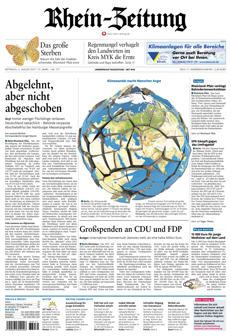 Rhein-Zeitung Andernach & Mayen vom Mittwoch, 02.08.2017