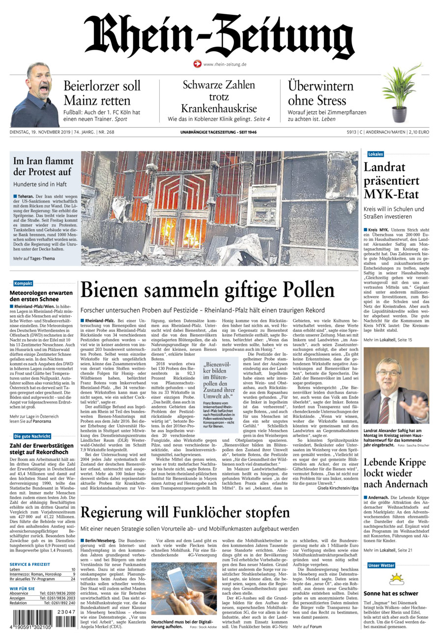 Rhein-Zeitung Andernach & Mayen vom Dienstag, 19.11.2019