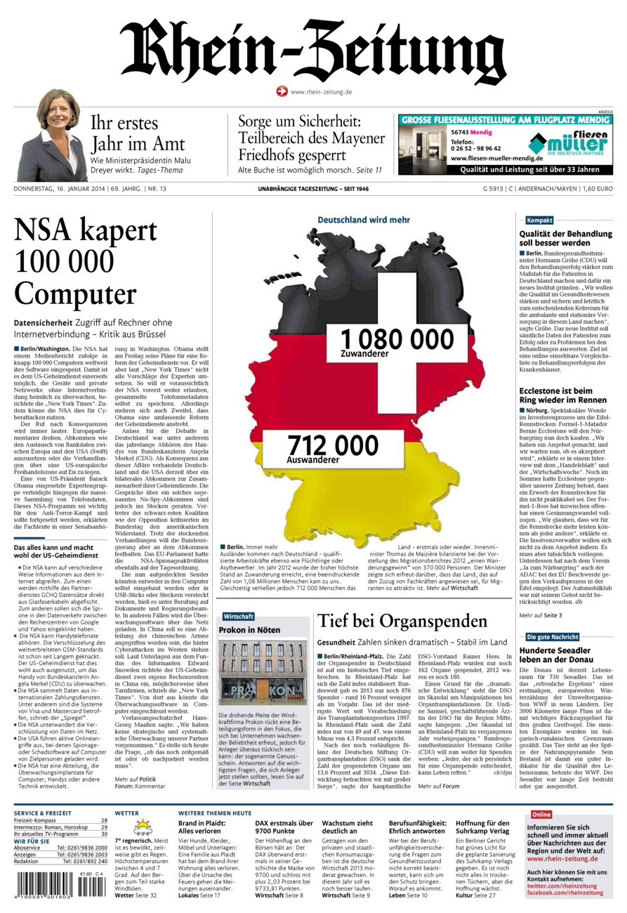 Rhein-Zeitung Andernach & Mayen vom Donnerstag, 16.01.2014