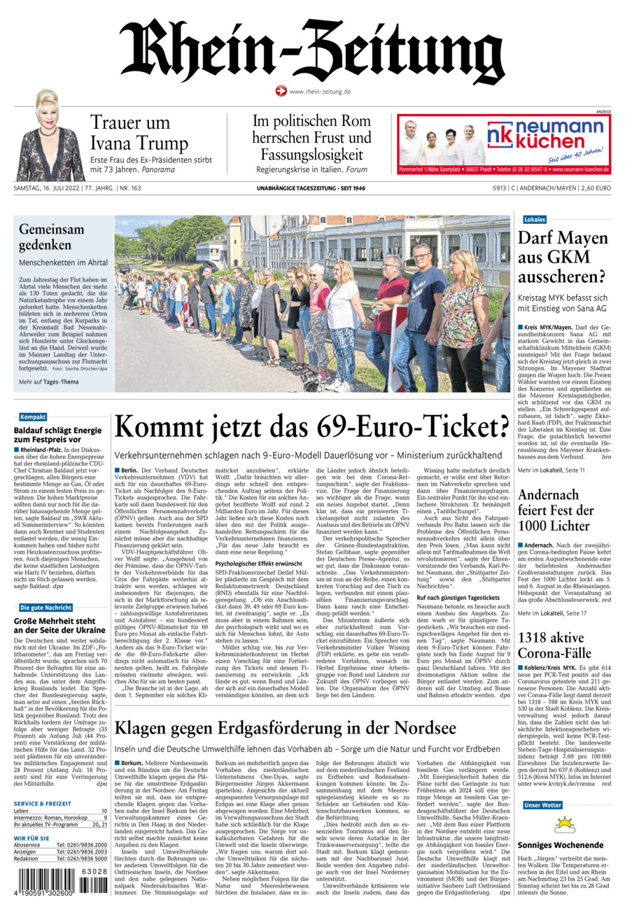 Rhein-Zeitung Andernach & Mayen vom Samstag, 16.07.2022