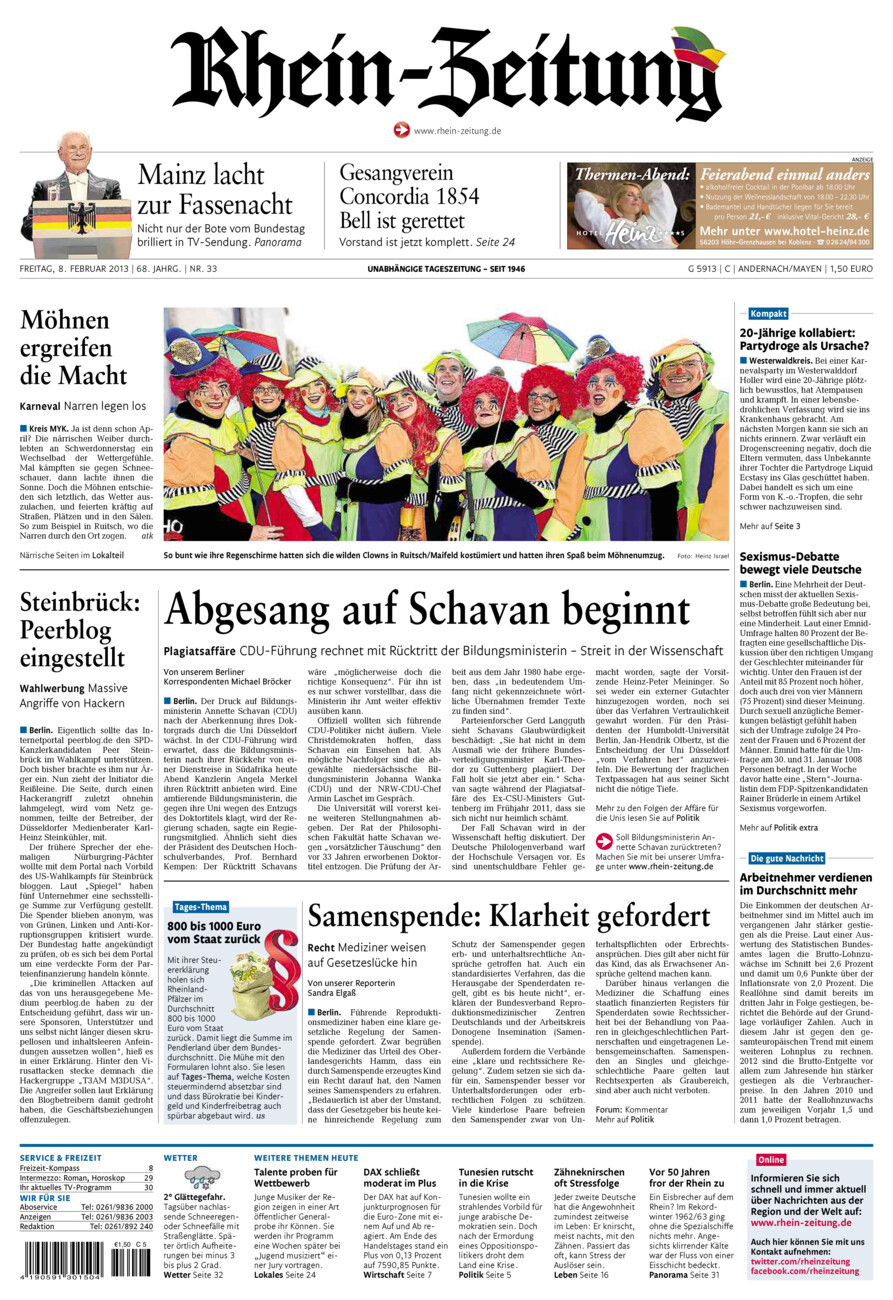 Rhein-Zeitung Andernach & Mayen vom Freitag, 08.02.2013