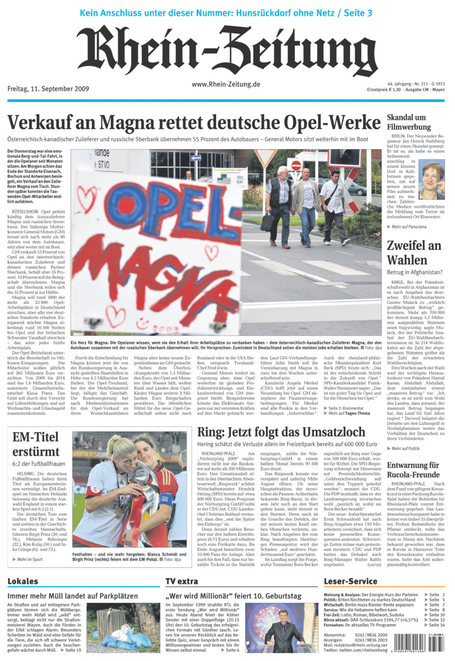 Rhein-Zeitung Andernach & Mayen vom Freitag, 11.09.2009