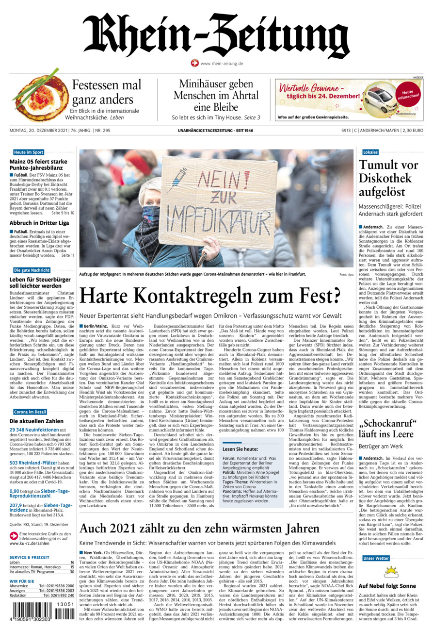 Rhein-Zeitung Andernach & Mayen vom Montag, 20.12.2021