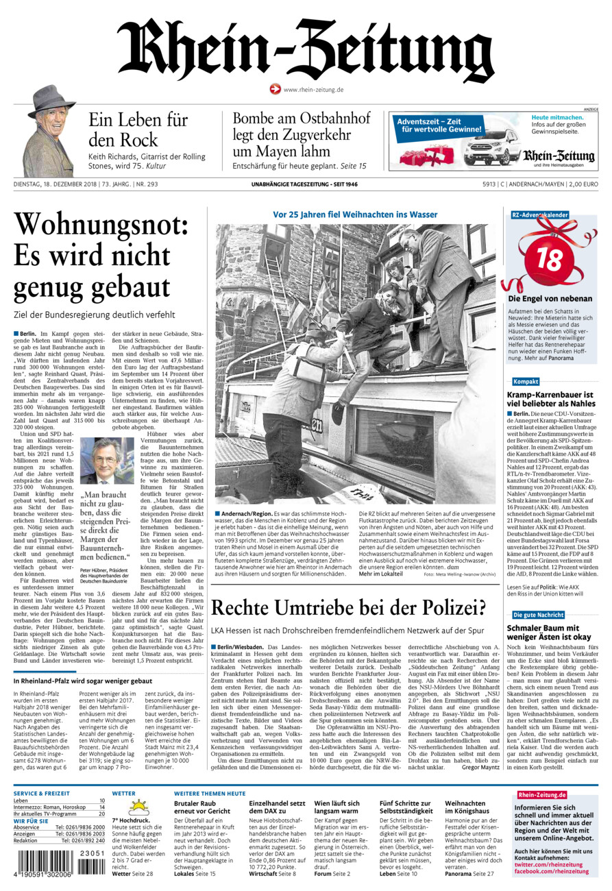 Rhein-Zeitung Andernach & Mayen vom Dienstag, 18.12.2018