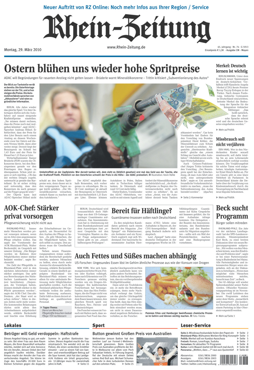 Rhein-Zeitung Andernach & Mayen vom Montag, 29.03.2010