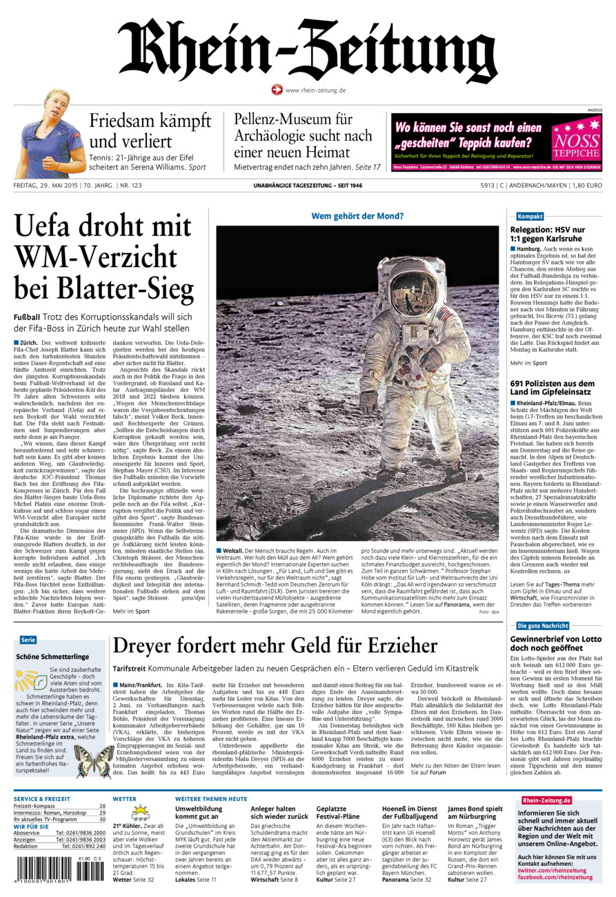 Rhein-Zeitung Andernach & Mayen vom Freitag, 29.05.2015