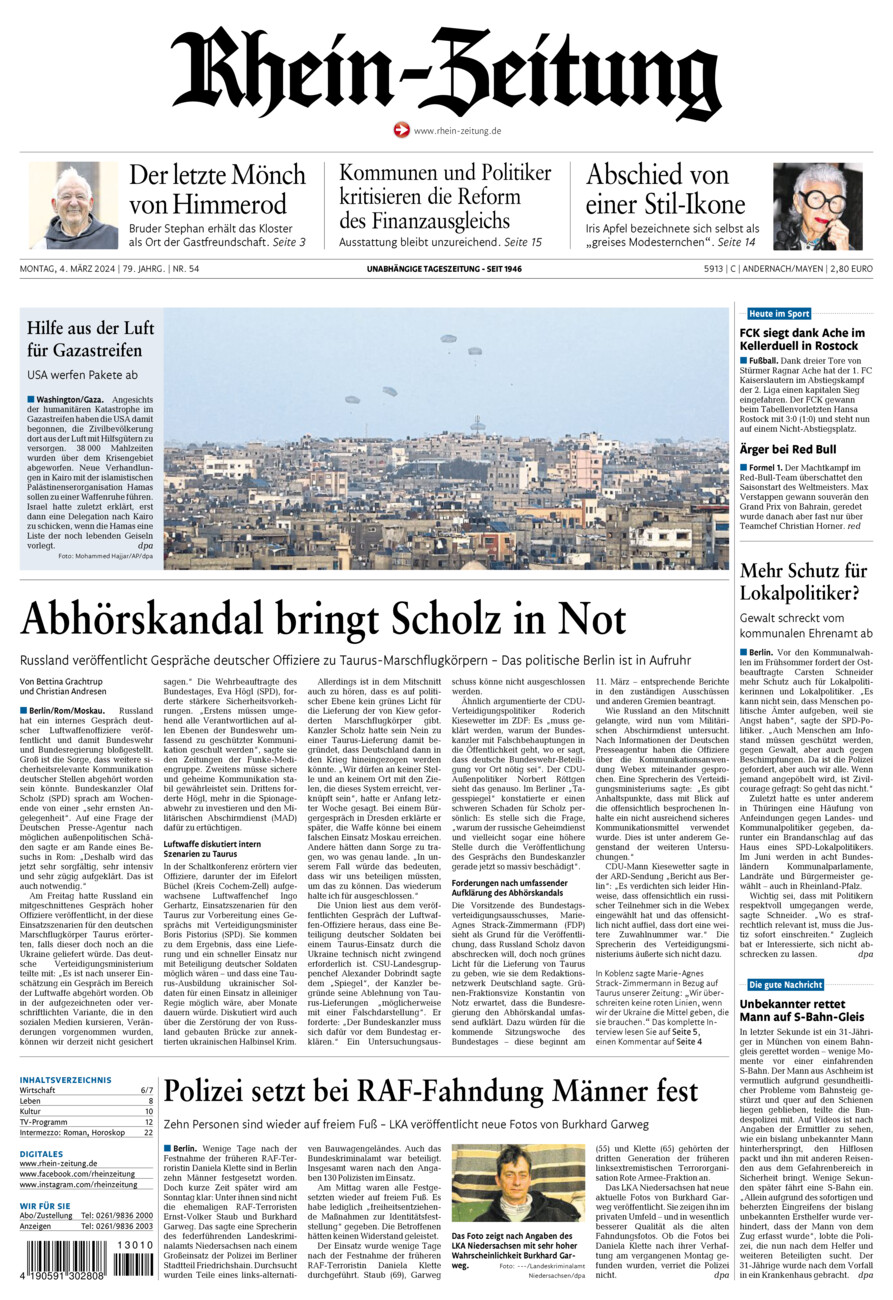 Rhein-Zeitung Andernach & Mayen vom Montag, 04.03.2024