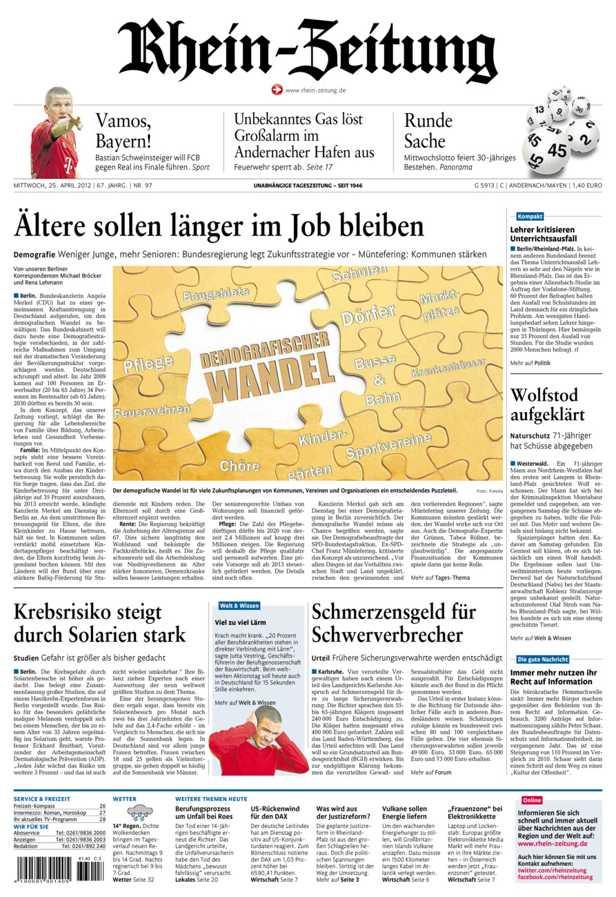 Rhein-Zeitung Andernach & Mayen vom Mittwoch, 25.04.2012