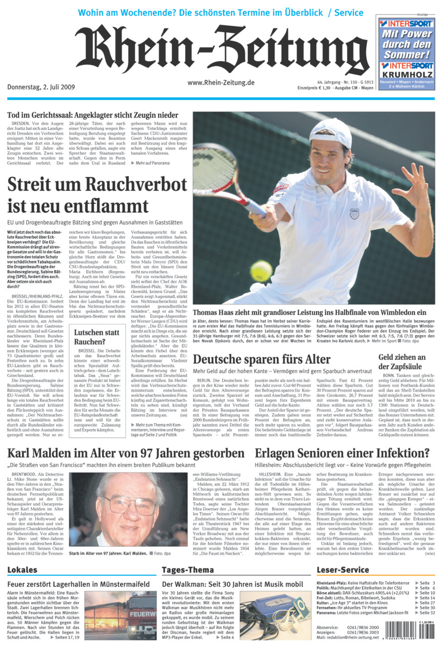 Rhein-Zeitung Andernach & Mayen vom Donnerstag, 02.07.2009