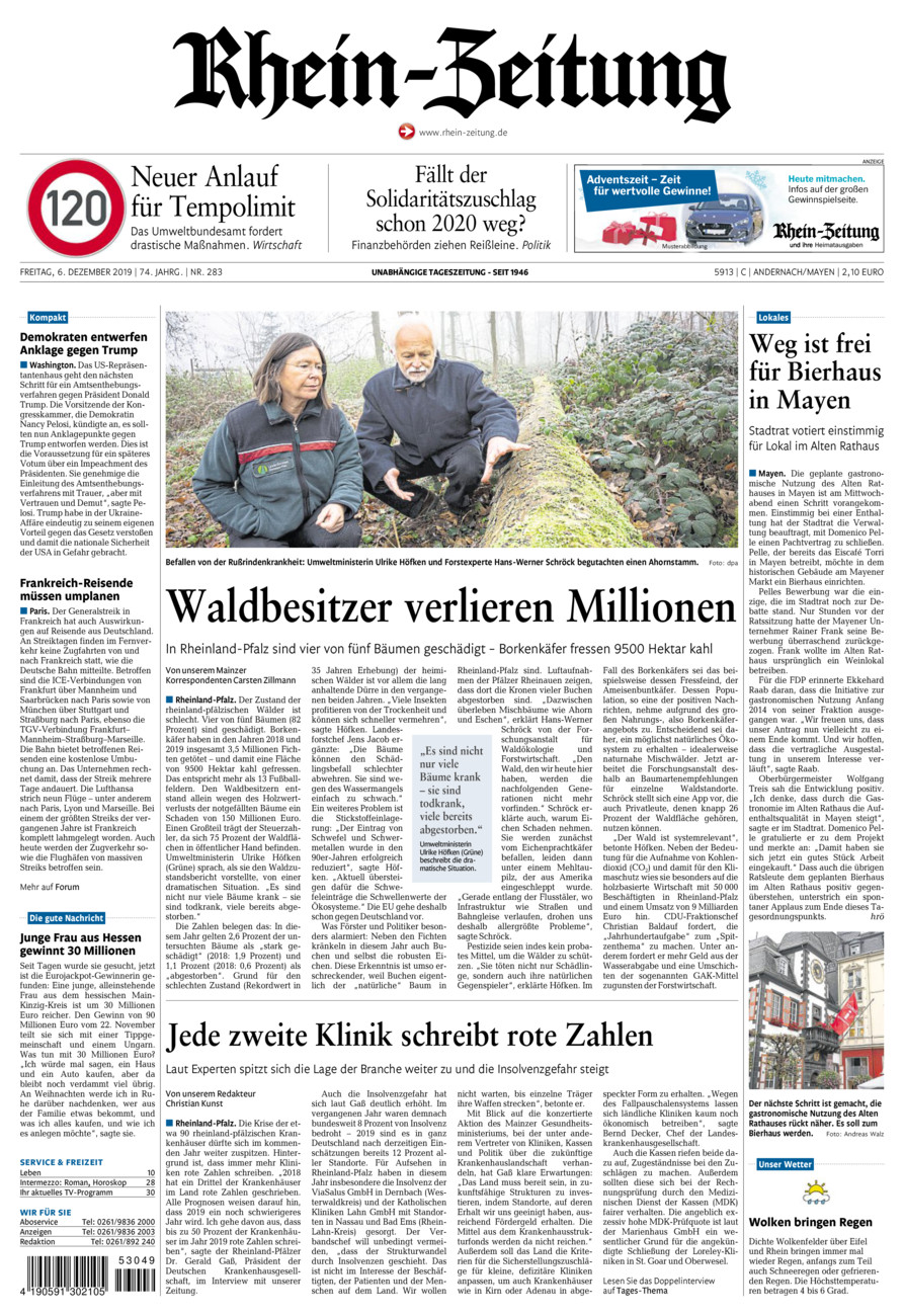Rhein-Zeitung Andernach & Mayen vom Freitag, 06.12.2019