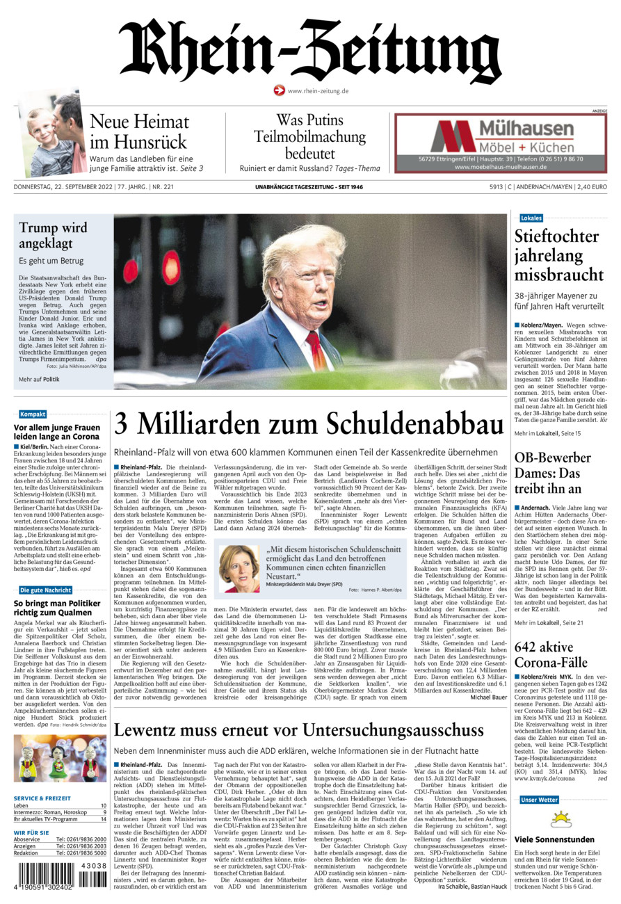 Rhein-Zeitung Andernach & Mayen vom Donnerstag, 22.09.2022