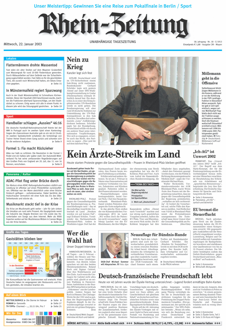 Rhein-Zeitung Andernach & Mayen vom Mittwoch, 22.01.2003
