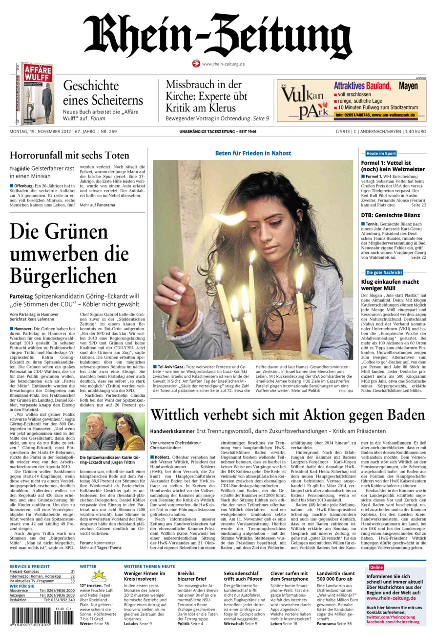 Rhein-Zeitung Andernach & Mayen vom Montag, 19.11.2012