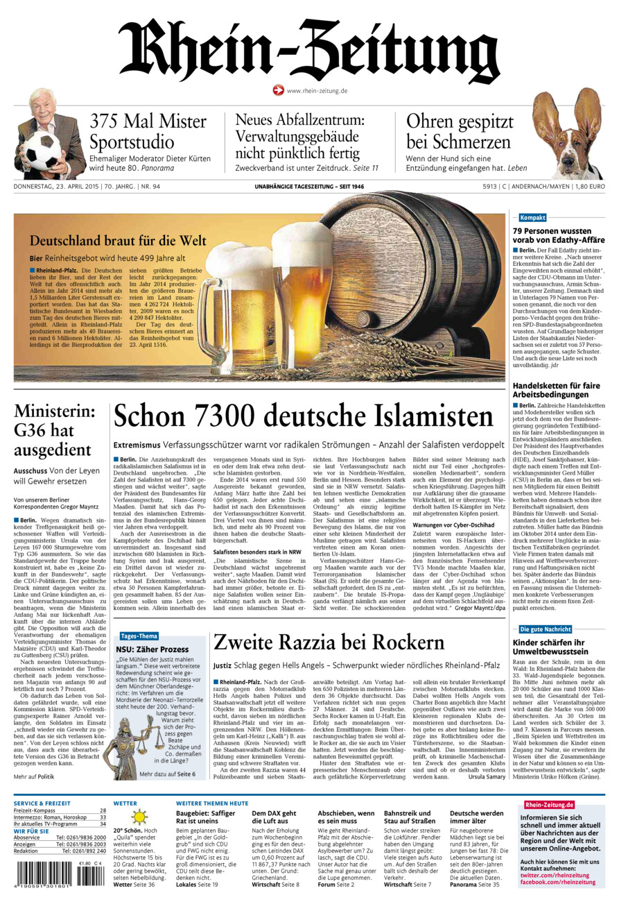 Rhein-Zeitung Andernach & Mayen vom Donnerstag, 23.04.2015