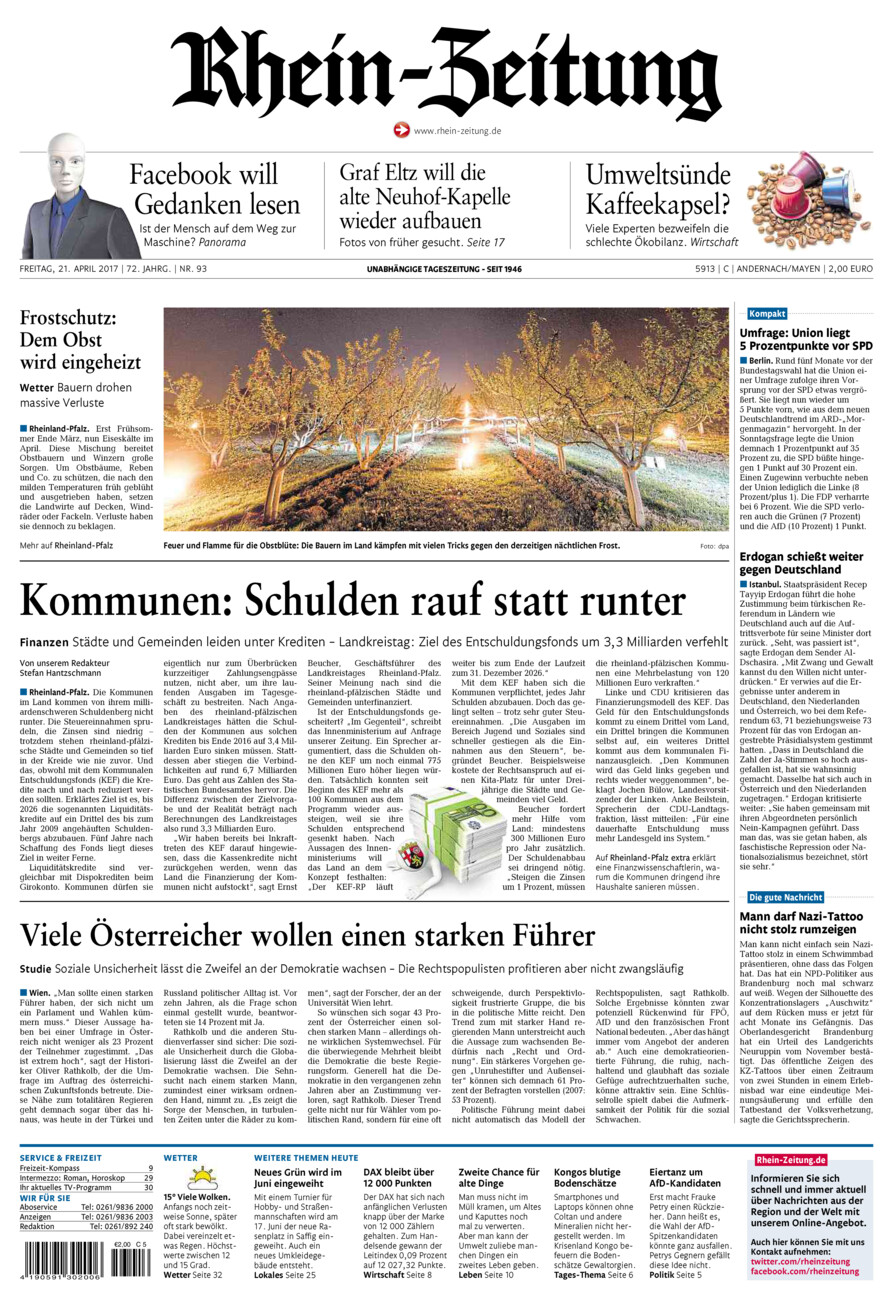Rhein-Zeitung Andernach & Mayen vom Freitag, 21.04.2017