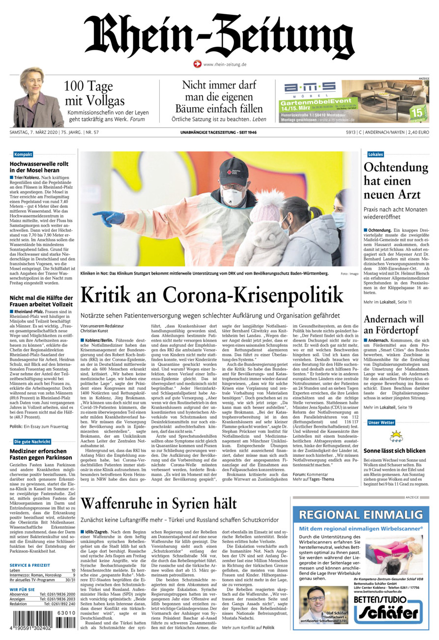 Rhein-Zeitung Andernach & Mayen vom Samstag, 07.03.2020