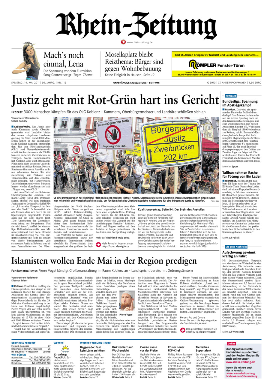 Rhein-Zeitung Andernach & Mayen vom Samstag, 14.05.2011