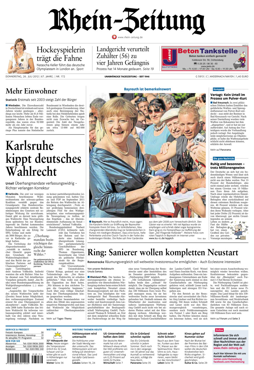 Rhein-Zeitung Andernach & Mayen vom Donnerstag, 26.07.2012
