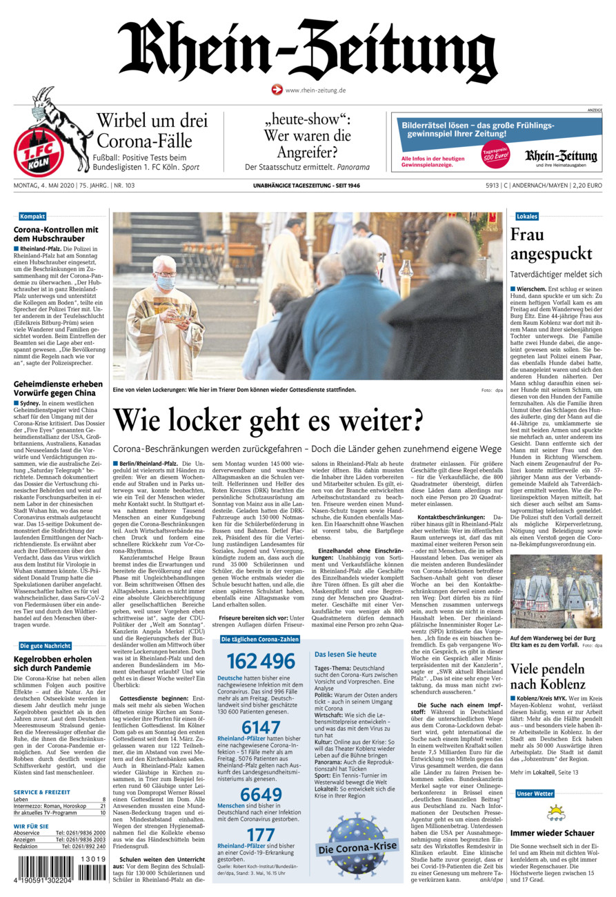 Rhein-Zeitung Andernach & Mayen vom Montag, 04.05.2020