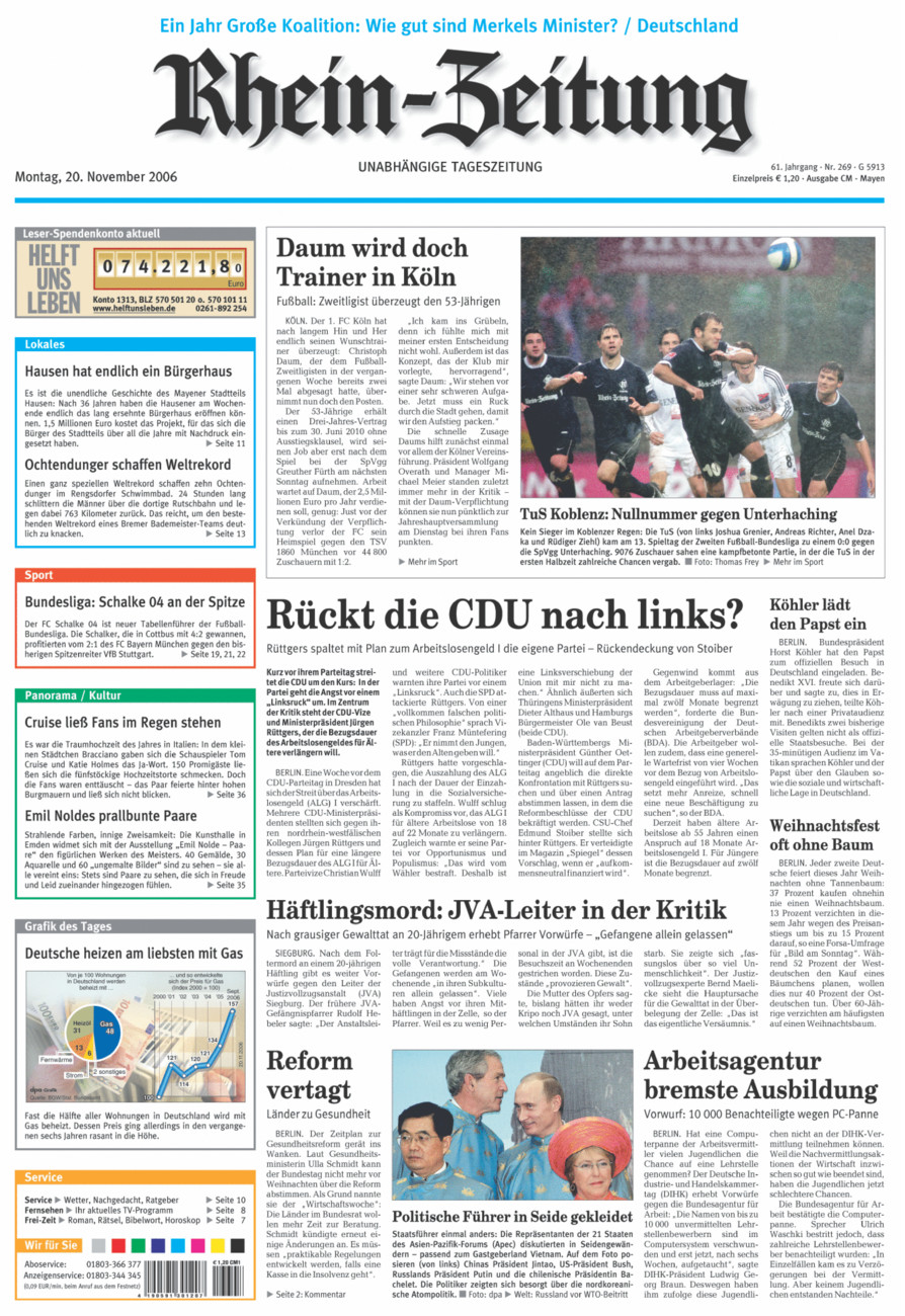 Rhein-Zeitung Andernach & Mayen vom Montag, 20.11.2006