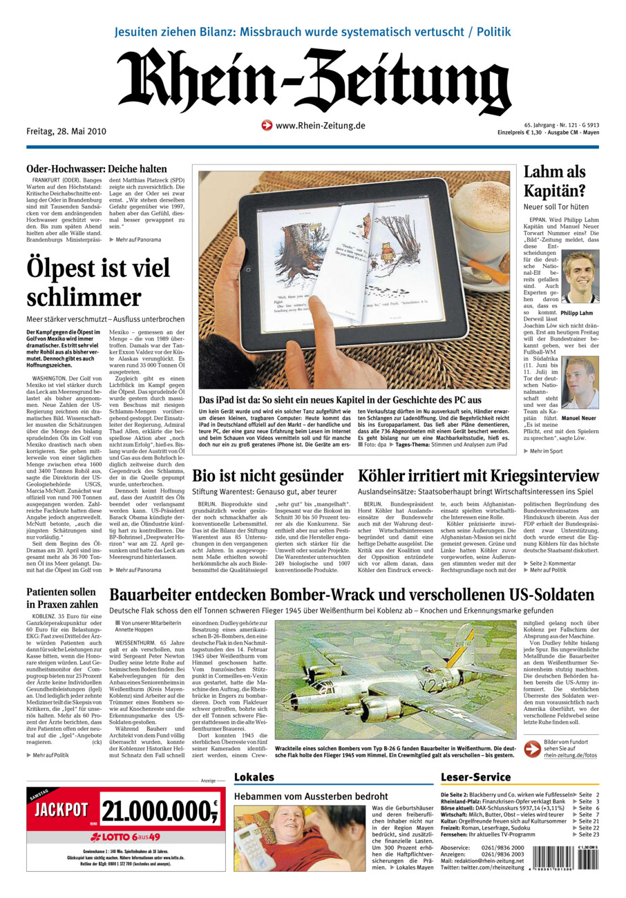 Rhein-Zeitung Andernach & Mayen vom Freitag, 28.05.2010