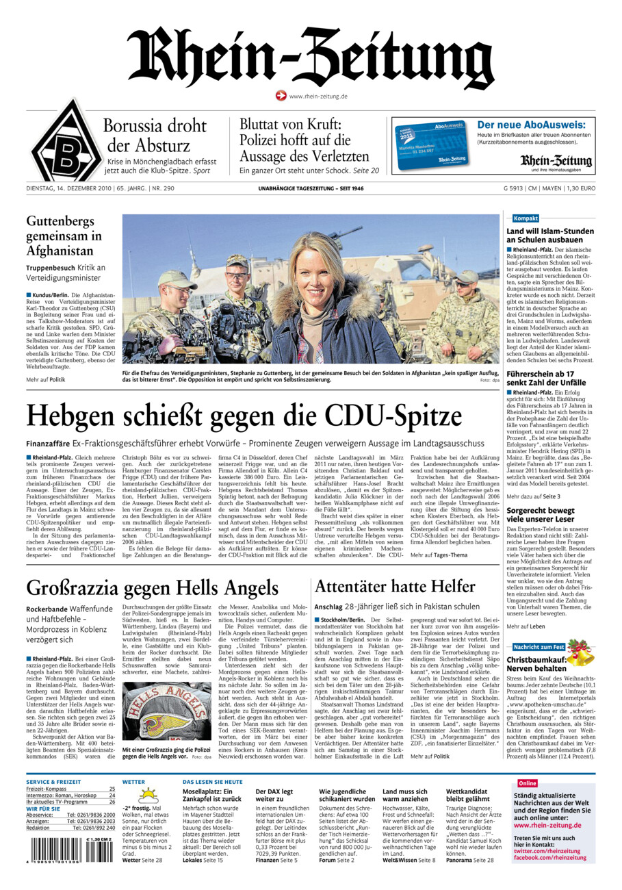 Rhein-Zeitung Andernach & Mayen vom Dienstag, 14.12.2010