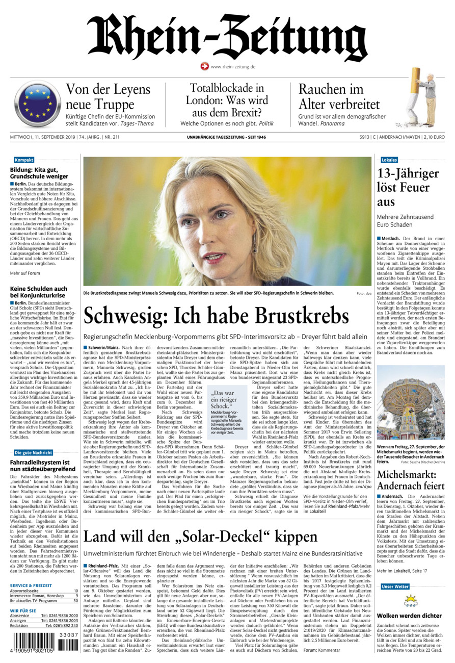 Rhein-Zeitung Andernach & Mayen vom Mittwoch, 11.09.2019