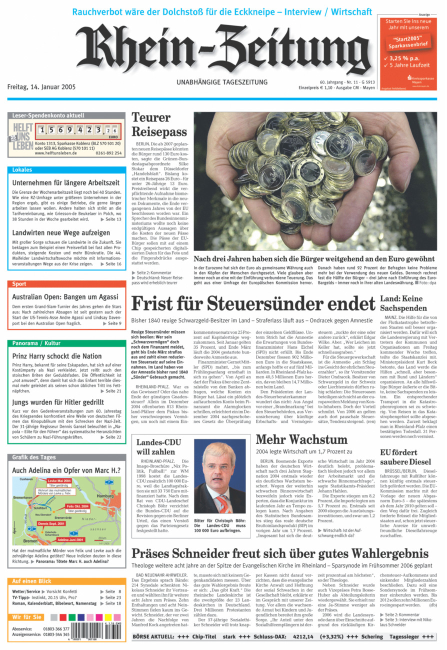 Rhein-Zeitung Andernach & Mayen vom Freitag, 14.01.2005