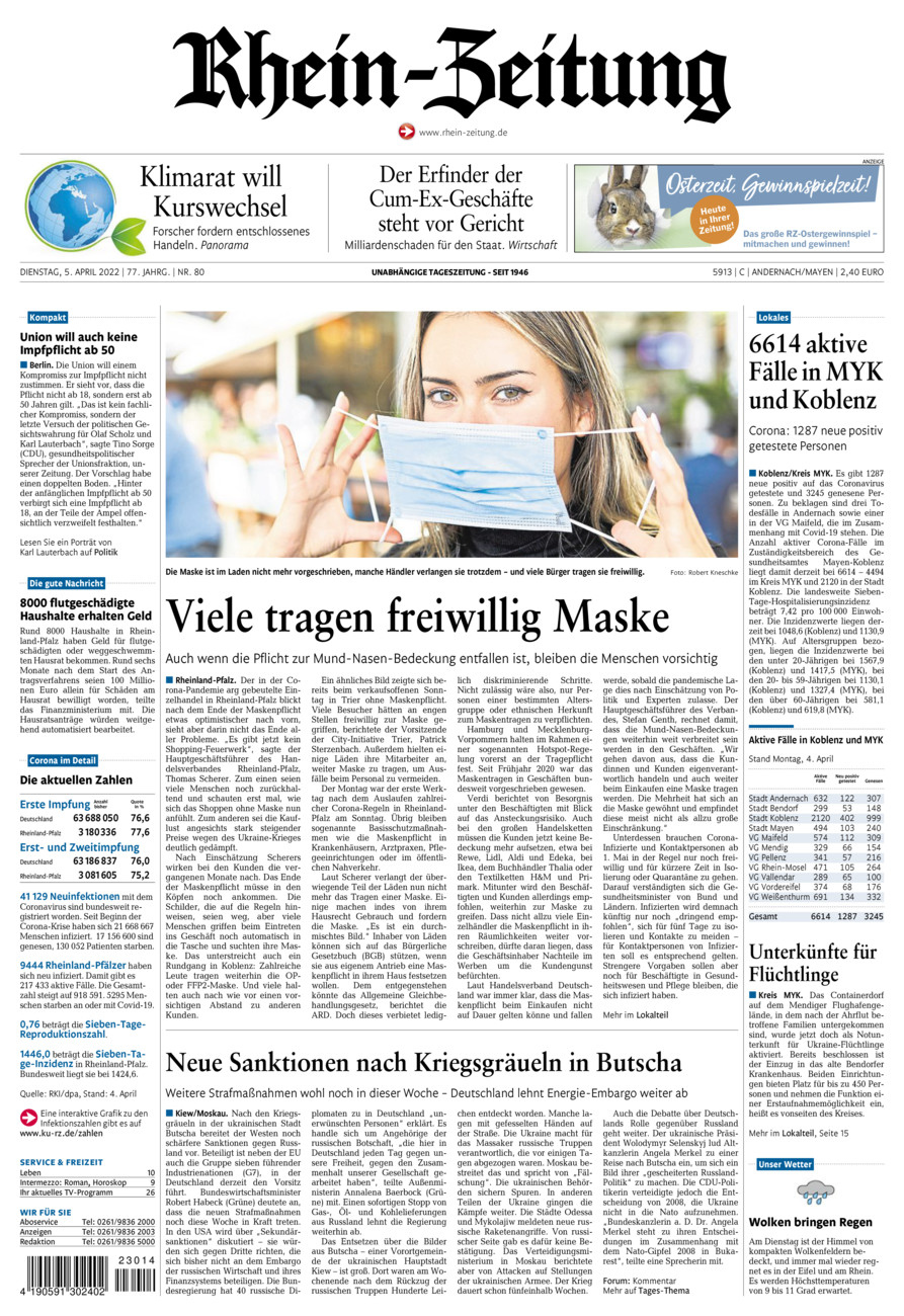 Rhein-Zeitung Andernach & Mayen vom Dienstag, 05.04.2022