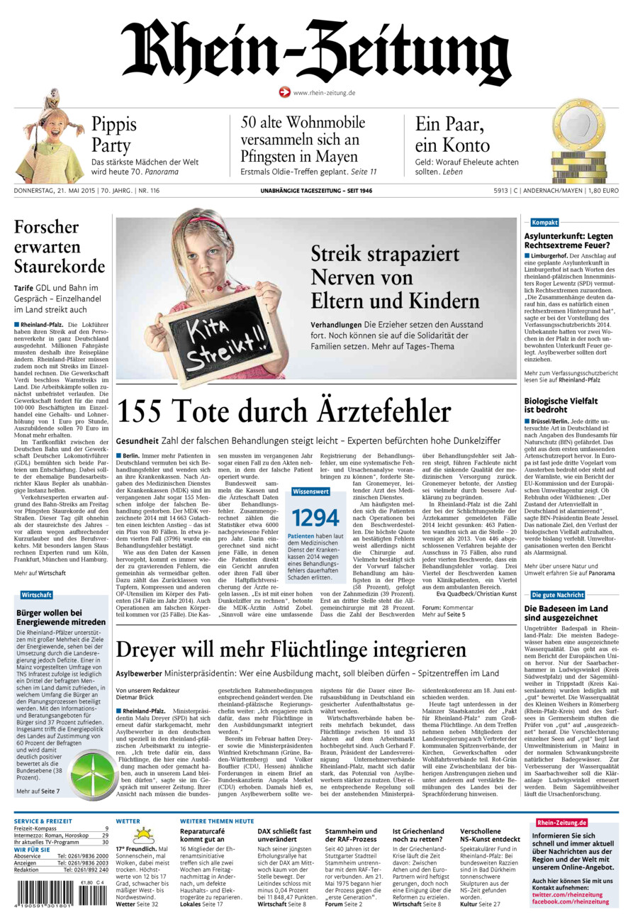 Rhein-Zeitung Andernach & Mayen vom Donnerstag, 21.05.2015