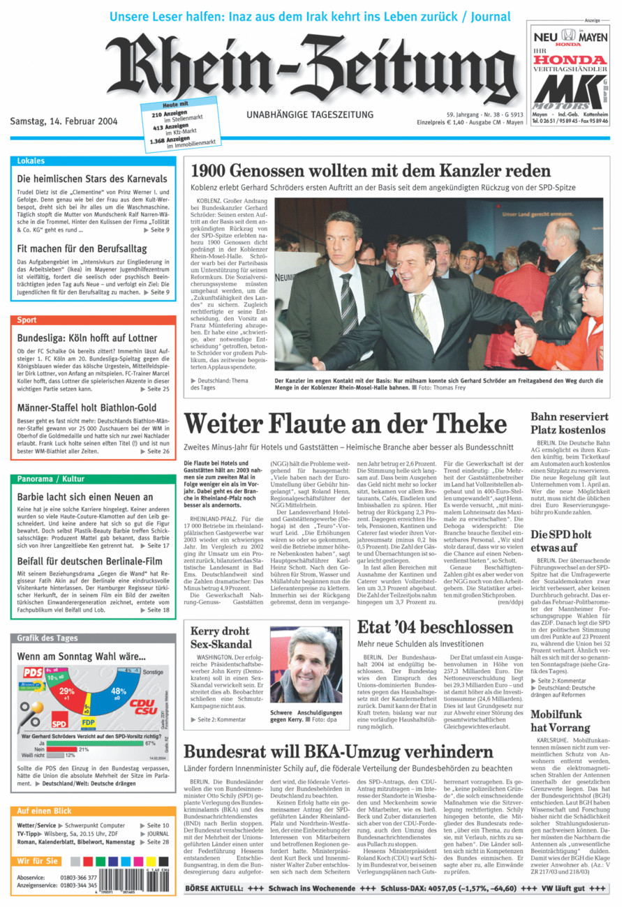 Rhein-Zeitung Andernach & Mayen vom Samstag, 14.02.2004