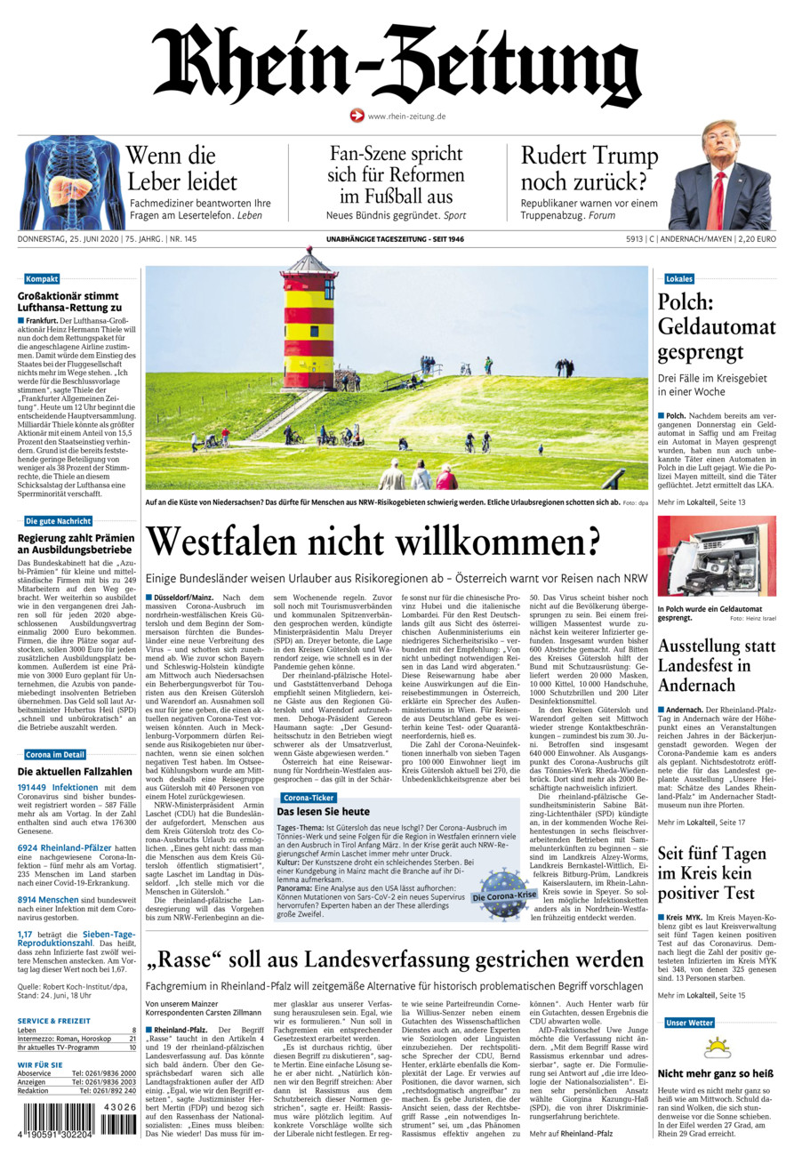 Rhein-Zeitung Andernach & Mayen vom Donnerstag, 25.06.2020
