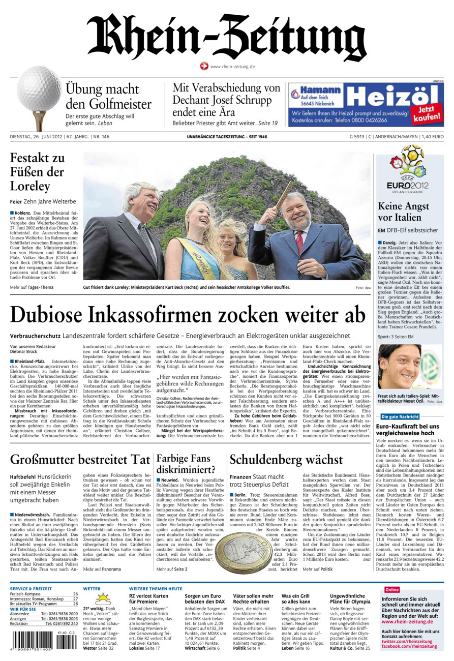 Rhein-Zeitung Andernach & Mayen vom Dienstag, 26.06.2012