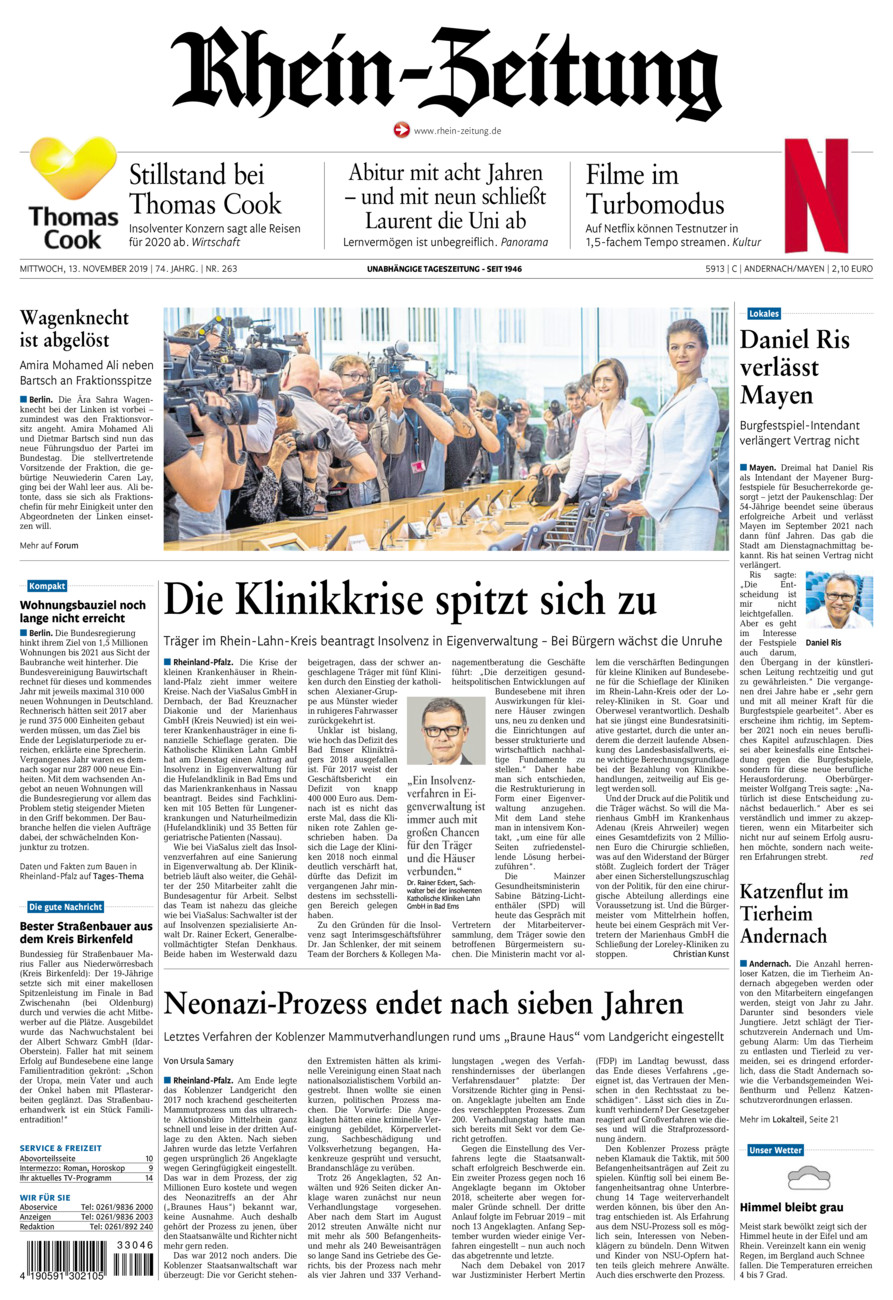 Rhein-Zeitung Andernach & Mayen vom Mittwoch, 13.11.2019