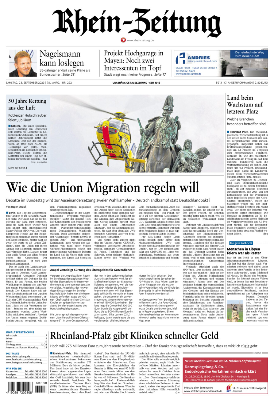 Rhein-Zeitung Andernach & Mayen vom Samstag, 23.09.2023