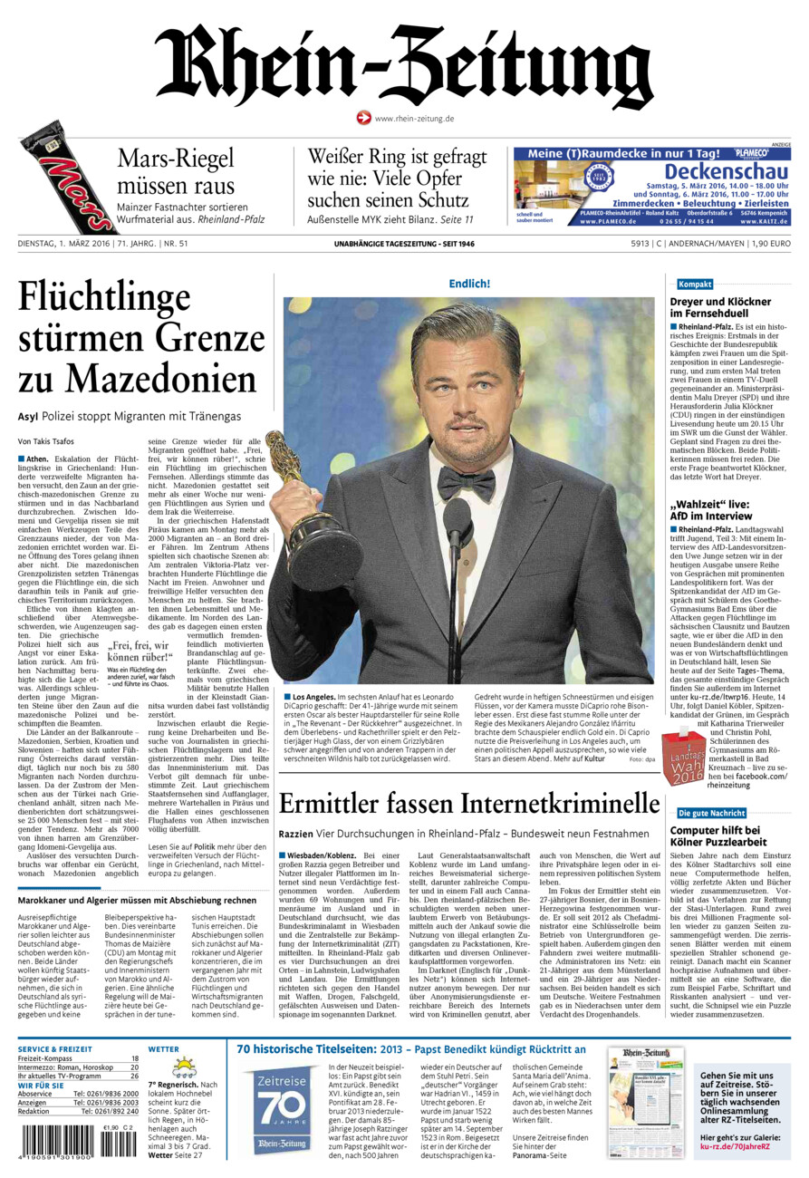 Rhein-Zeitung Andernach & Mayen vom Dienstag, 01.03.2016